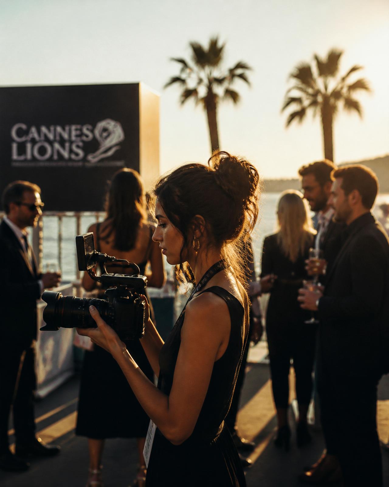 Creators filming and networking on the Croisette at Cannes
